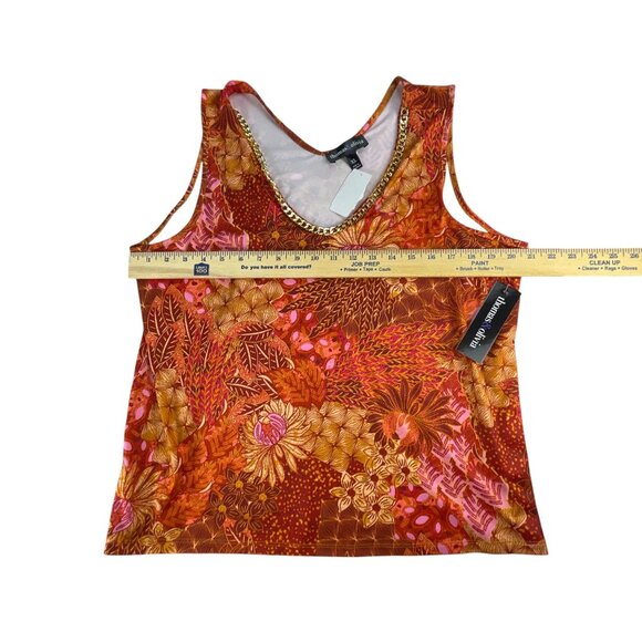 Thomas & Olivia Burnt Orange Floral Tank Top with Chain Detail Size S NWT - Picture 5 of 6